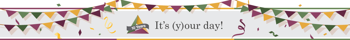 "It's (y)our day!" with bunting and confetti