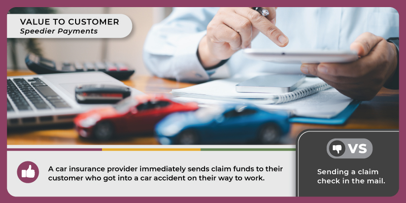 A desk with a laptop, two toy cars, a notebook, a smartphone and man's hands holding a calculator. Caption reads, 